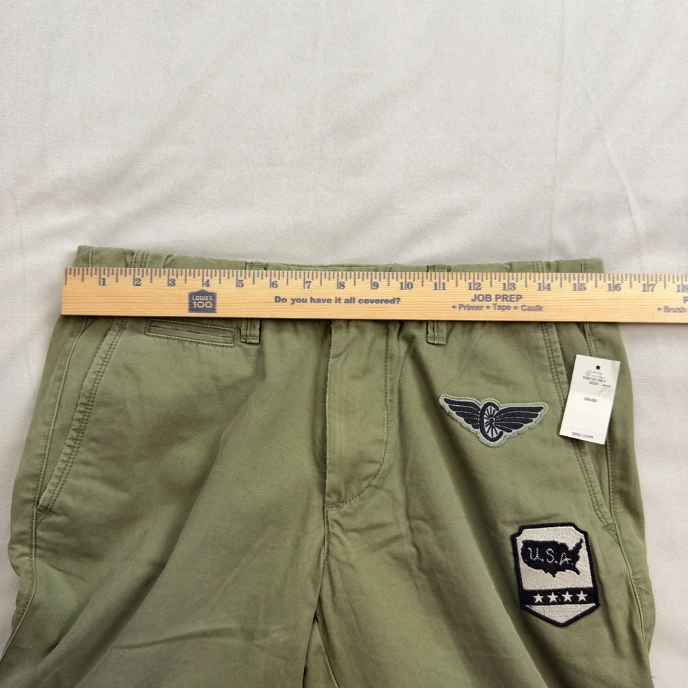 GAP Mens Slim Fit Military Patches Chino Pants 30x30 Olive Green‎ NWT - Picture 3 of 10